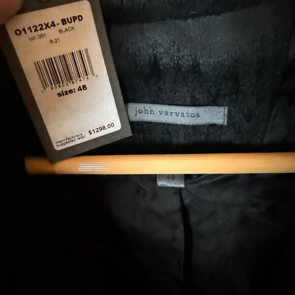 $1298 JOHN VARVATOS Textured Double Breasted BLACK COAT (szIT48) - Picture 4 of 11